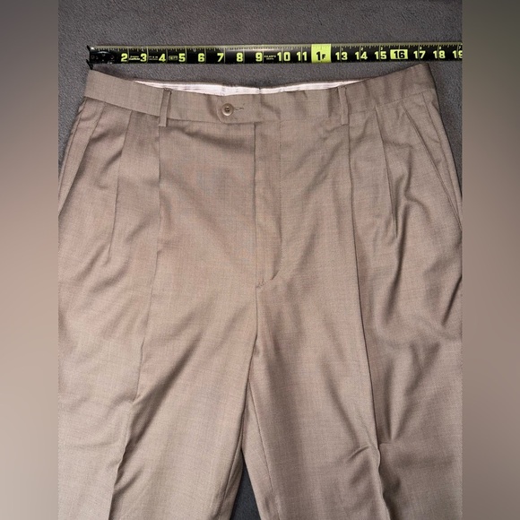 Nordstrom Zanella Size 36 Bennett Dark Khaki Wool Business Wedding Dress Pants - Picture 3 of 12